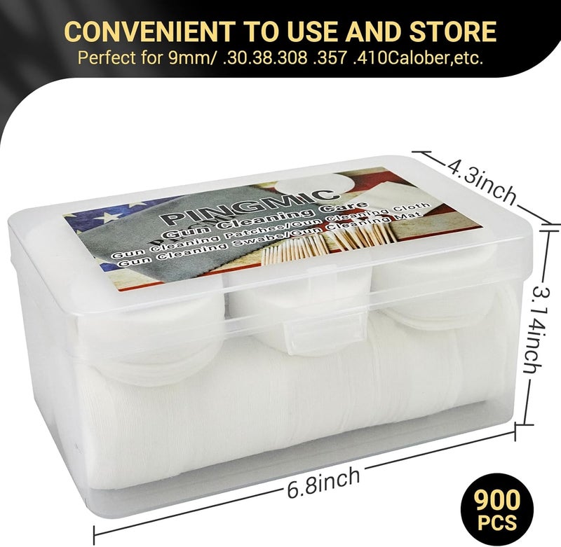 PINGMIC Thick Gun Cleaning Patches, Gun Cleaning Pads with Storage Box Gun Cleaning Cloth Round Gun Cleaner 9mm Cleaning Patches for Firearms Fit for .22 .380 .308 .357 .45 Caliber Gun Cleaning Wipes - Image 5